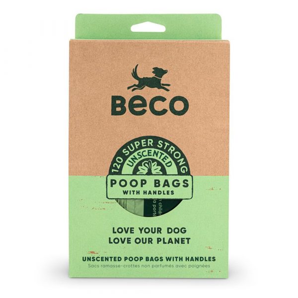 580868 Beco Poo bags Unscented with Handles 120s Box of 120 Dog Poo bags