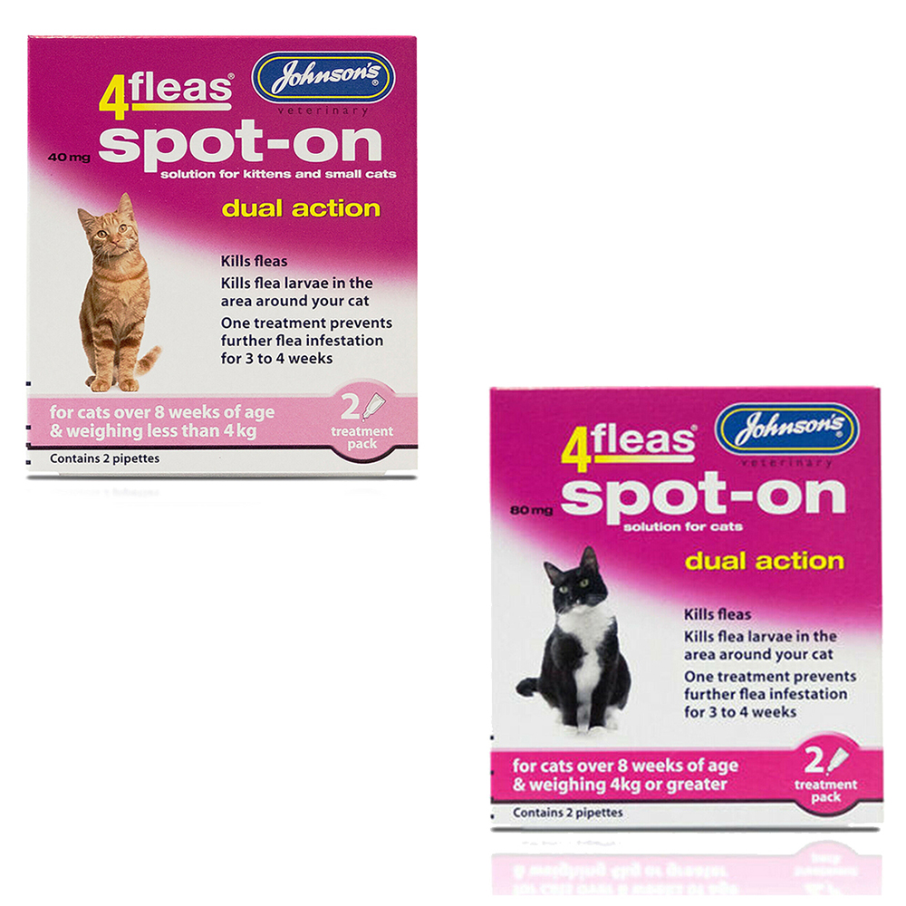 2 Packs of 4Fleas Cat Spot-on Treatments for kittens and adult cats
