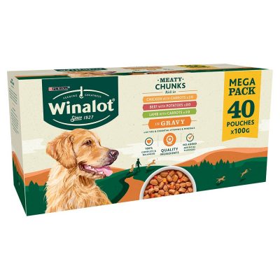 Winalot Meaty Chunks Pouches Mega Pack Mixed Chunks in Gravy 100g 40pk