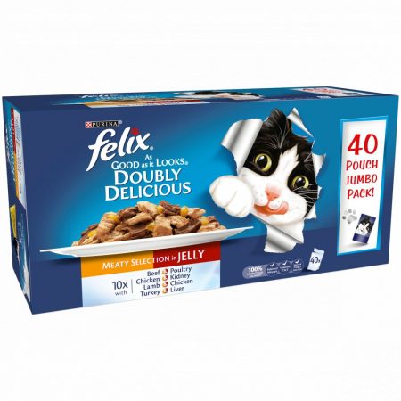 Box of 40 pouches of Felix Doubly Delicious Cat food