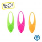 Set of 3 coloured LED blinkers for dog walking at night, green pink and orange