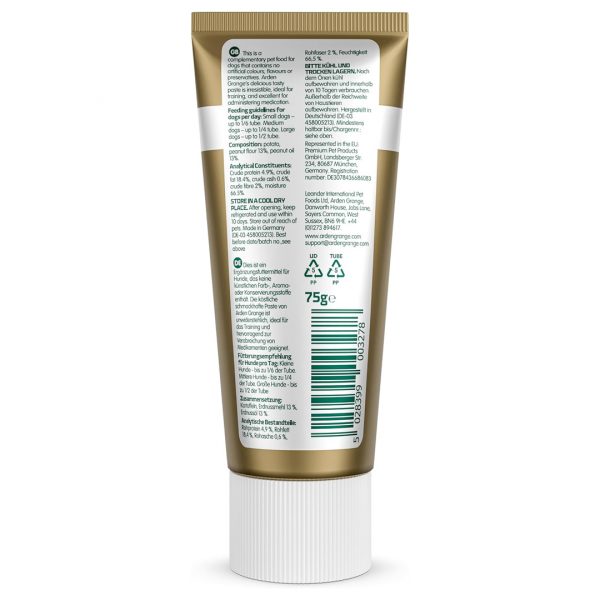 Arden Grange Tasty Treat Paste Peanut Butter Back of Tube 1080px Arden Grange Tasty Treat Paste Peanut Butter Back of Tube 1080px