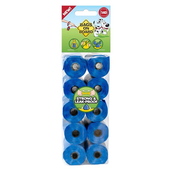 Pack of 140 Blue Dog Poop Bags in 10 rolls