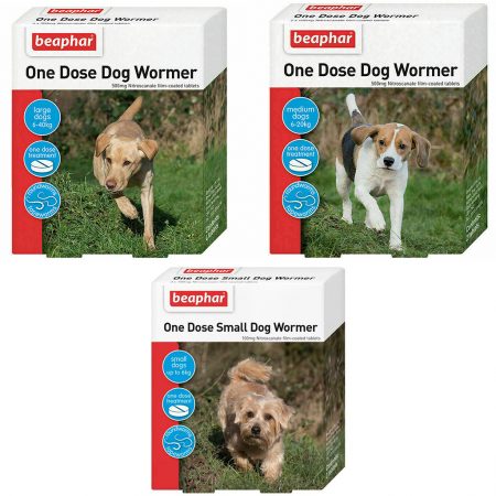 Set of 3 packets of Dog worming tablets for small, medium and large dogs