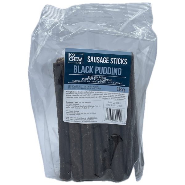 1kg Bag of Black Pudding 20cm Sausage Sticks Dog Treats