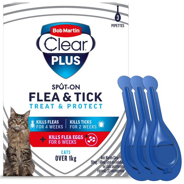 Bob Martin Clear+ Spot On Flea Tick NEW Med Cat 3 Pip Back 1000