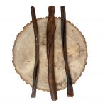 3 Rolls of Camel Skin Natural Dog Chews displayed on a log plinth