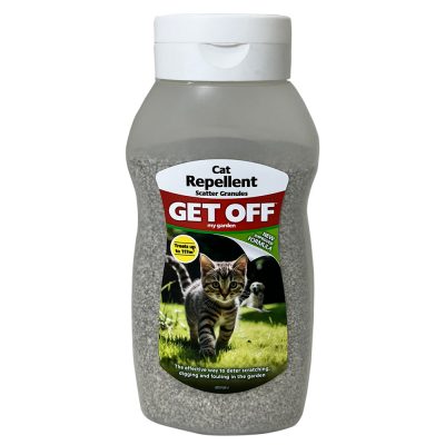 Bottle of clay granules cat deterrent