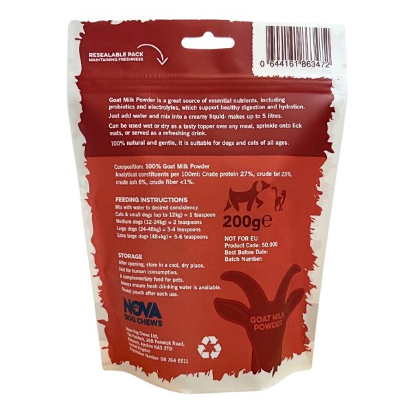 Goat Milk Powder Back of Pack Goat Milk Powder Back of Pack