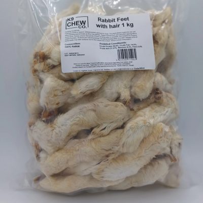 1kg bag of Hairy Rabbit Feet natural dog treats