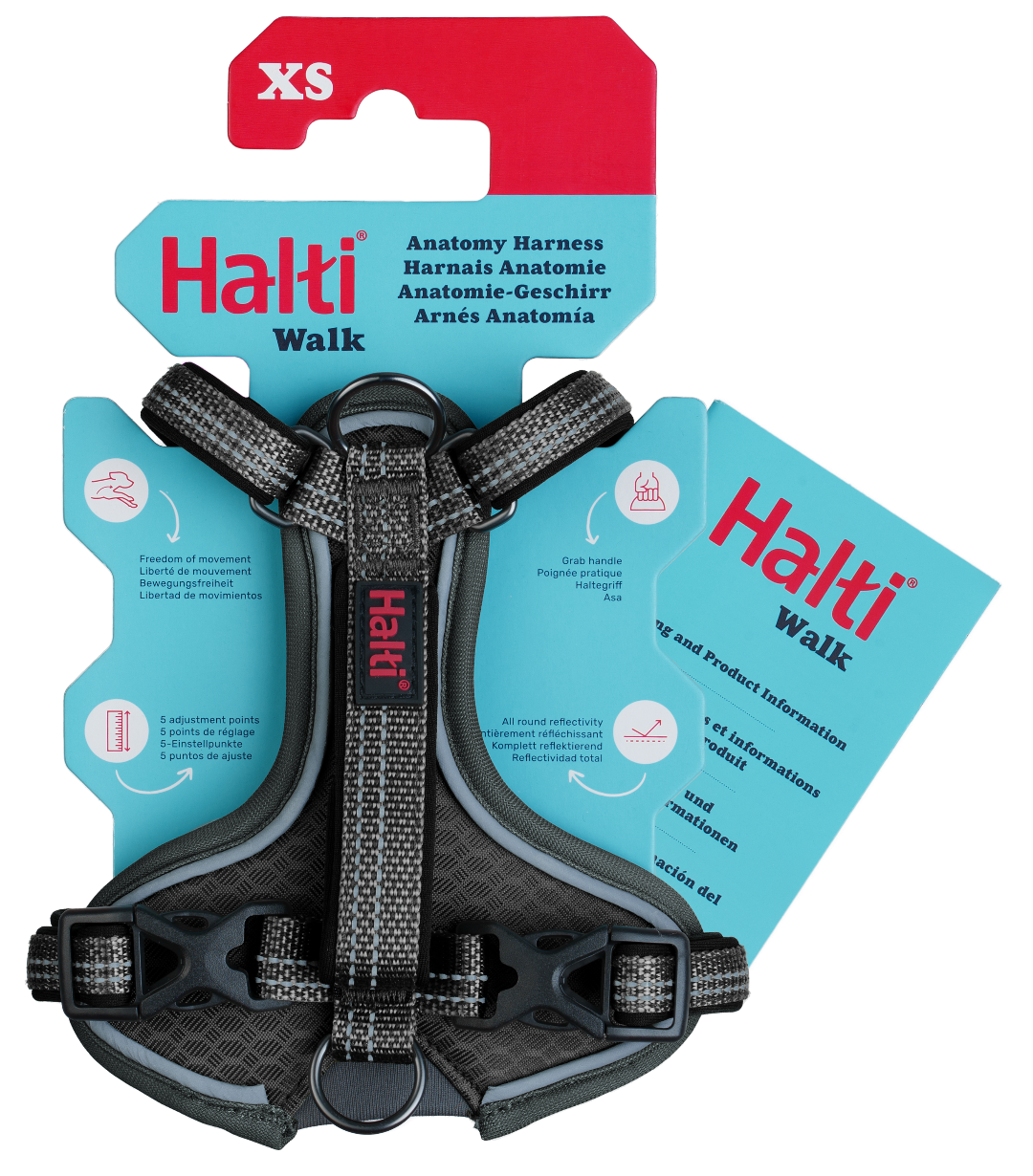 Halti Anatomy Dog Harness with Handle - Grey - XS