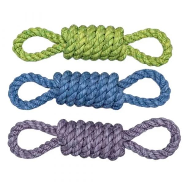 HappyPet Coil Fig 8 Tugger Set 1000 Set of three coloured rope dog tug toys