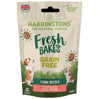 Harringtons Fresh Bakes Grain Free Dog Treats Salmon Fish Bites 100g