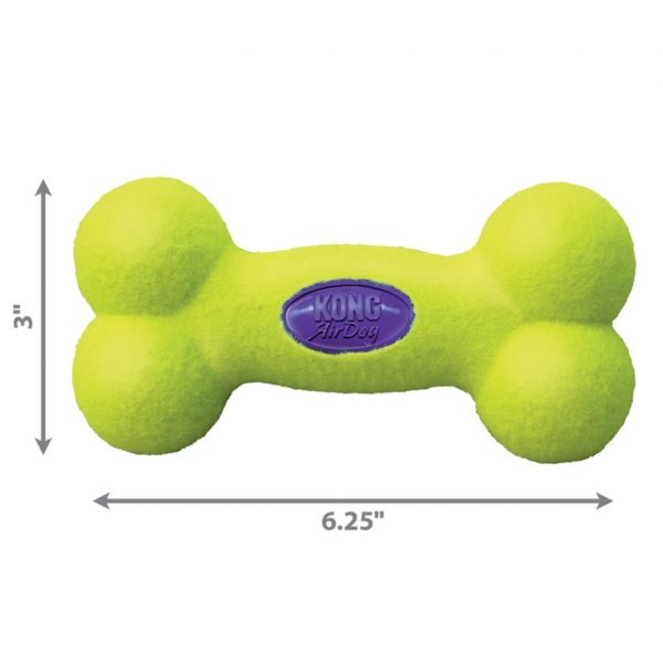 KONG AirDog Bone Med Dimensions 1024 Medium Yellow Bone Shaped Dog Toy with Dimensions