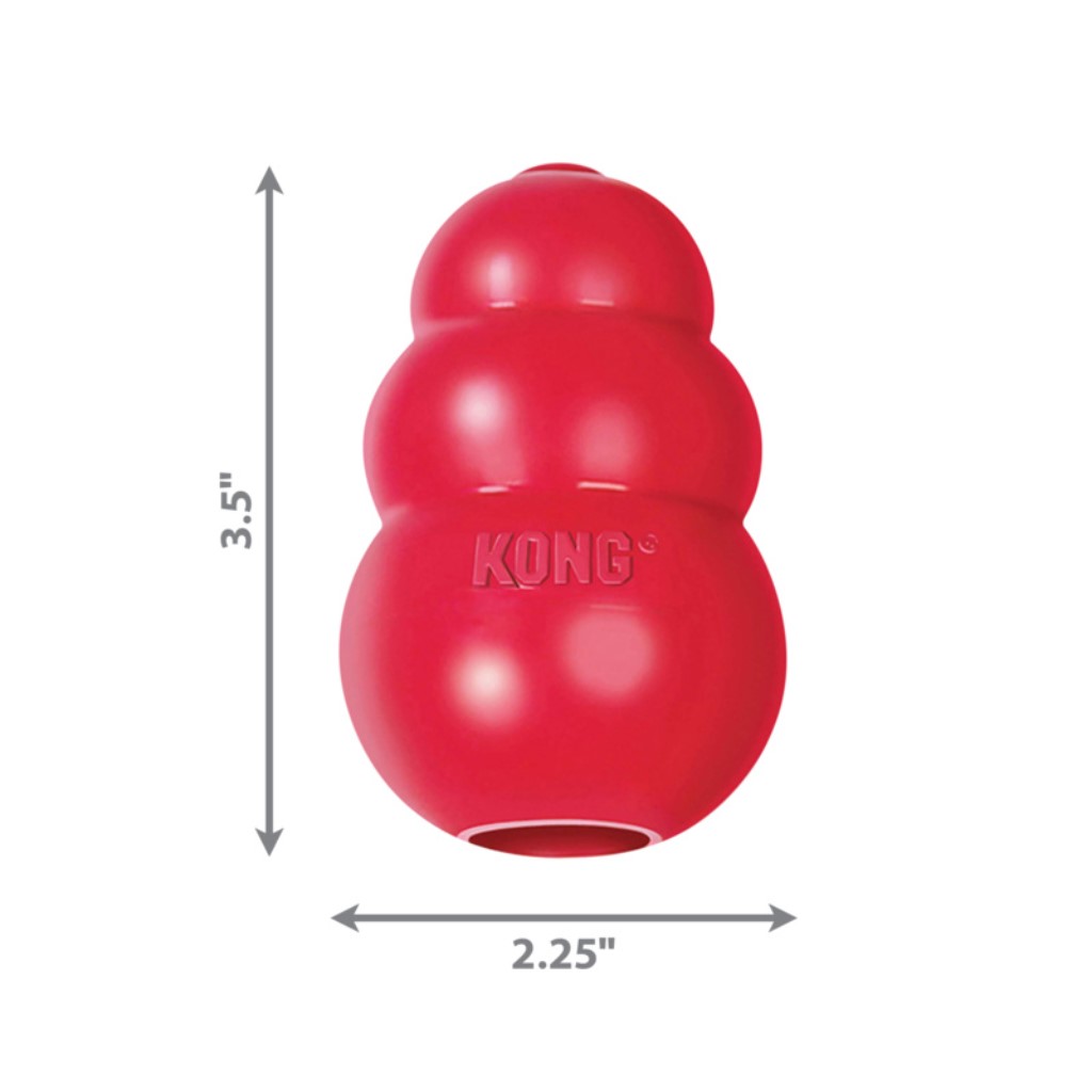 KONG Red Classic Medium dog toy with dimensions