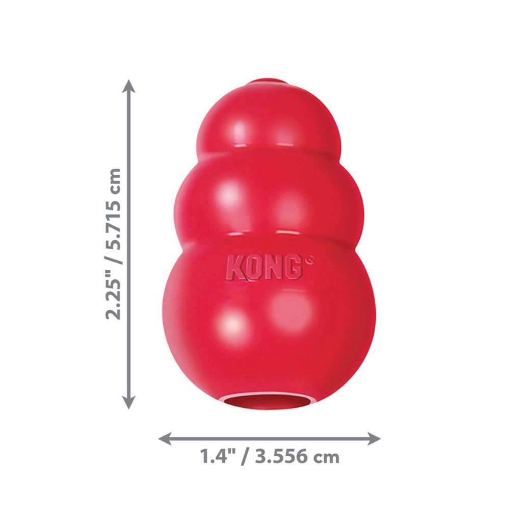 KONG Red Classic XS dog toy with dimensions