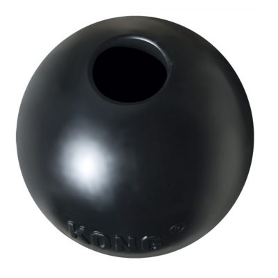 Black KONG Rubber dog ball with hole in top