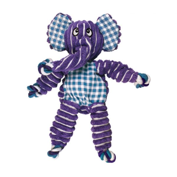 KONG Floppy knots Elephant dog toy, purple and blue