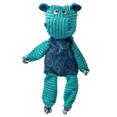 Turquoise plush Hippo dog toy
