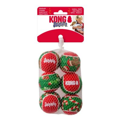 Pack of 6 Xmas style dog balls