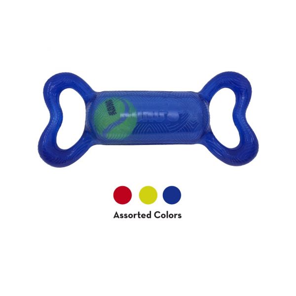 Blue KONG Jumbler Tug Dog toy with ball inside with colour option swatches underneath