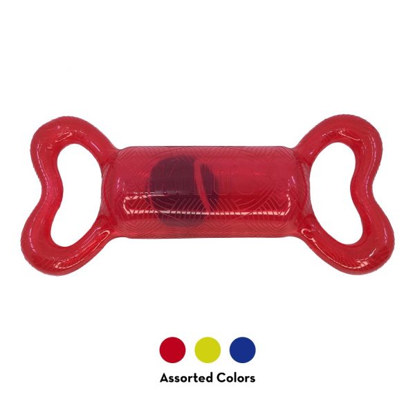 Red KONG small Jumbler Tug dog toy with ball inside and colour option swatches underneath