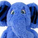 Cute blue KONG plush elephant dog toy close up of face