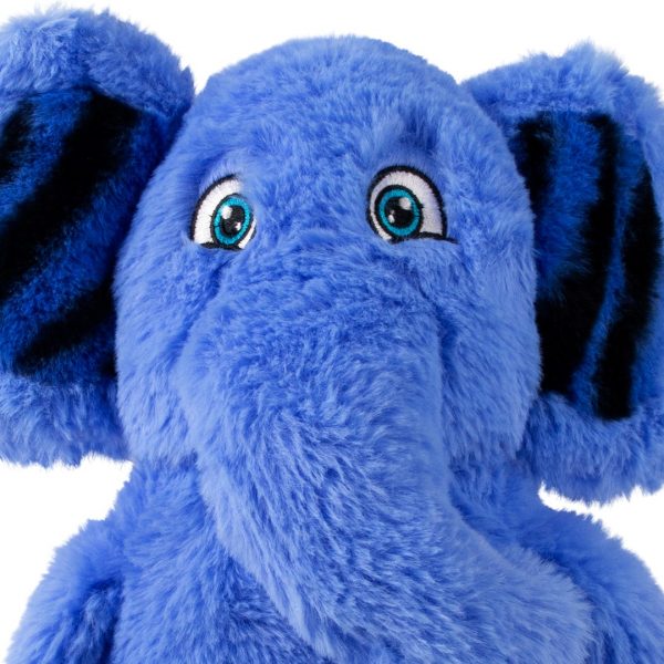 KONG Jungle Jamz Elephant Close Up Face 1080px Cute blue KONG plush elephant dog toy close up of face