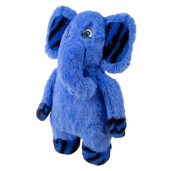 KONG Jungle Jamz Elephant Face Left 1080px Cute blue KONG plush elephant dog toy facing left
