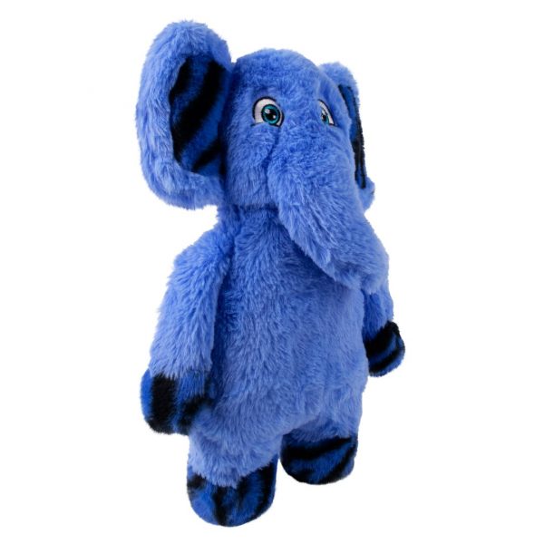KONG Jungle Jamz Elephant Face Right 1080px Cute blue KONG plush elephant dog toy facing right