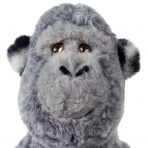 Cute Grey KONG Gorilla plush dog toy close up of face