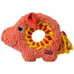 Pink Pig Blue Elephant Dog Toy with rope ring centre
