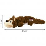 KONG plush squirrel dog toy with dimensions