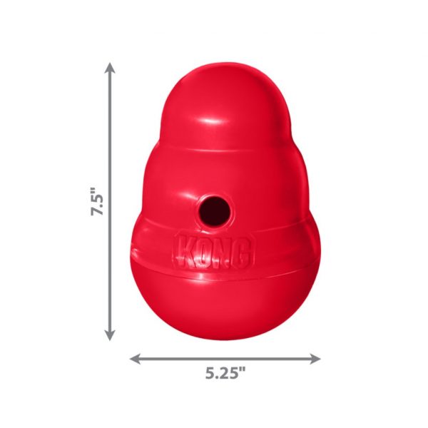 KONG Wobbler Large Dimensions 1024 Red KONG Wobbler treat dispensing dog toy with dimensions