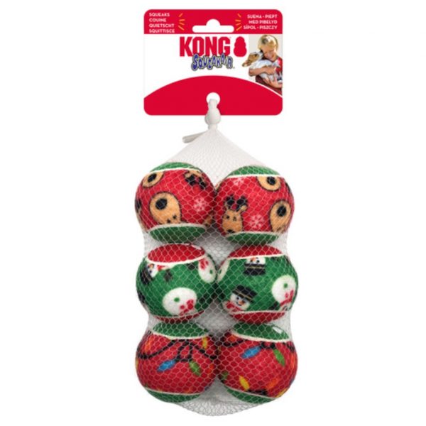 KONG Xmas Squeakair Balls Medium 6pack 1024