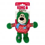 Green Bear Dog Toy in Red Xmas Jumper