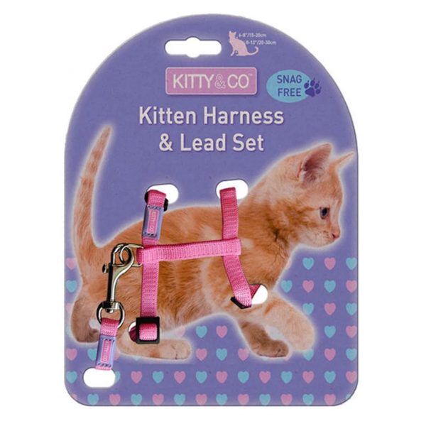 Kitty & Co Kitten Harness & Lead Set Pink 1080px Kitty & Co Kitten Harness & Lead Set Pink 1080px