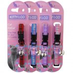 Set of 4 Tartan cat collars in red, blue, purple and pink, with bell