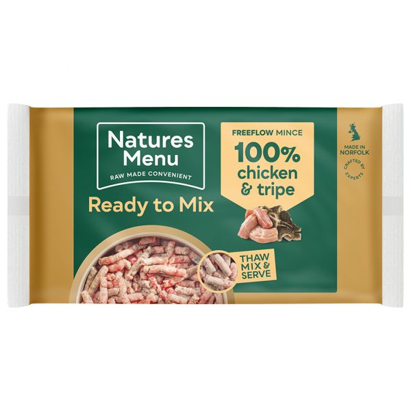 Natures Menu FreeFlow Mince Chicken & Tripe 1080px 2kg bag of Natures Menu Chicken & Tripe Mince raw dog food