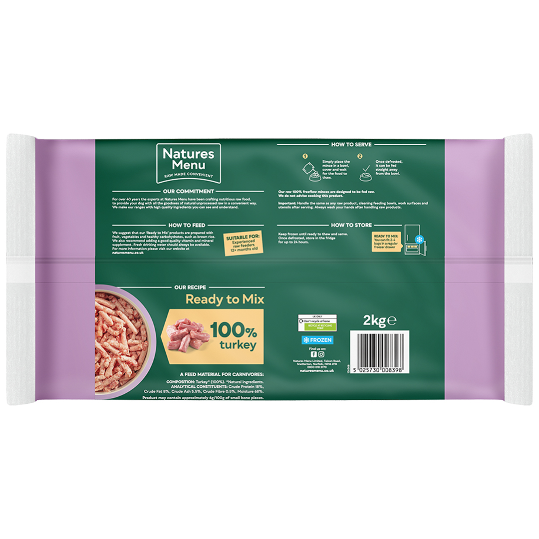 Natures Menu Freeflow Turkey Mince 2kg Raw Dog Food - Image 2