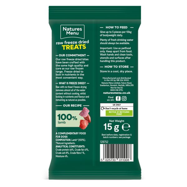Natures Menu Raw Freeze Dried Treats Lamb Back 1080 Natures Menu Raw Freeze Dried Treats Lamb Back 1080