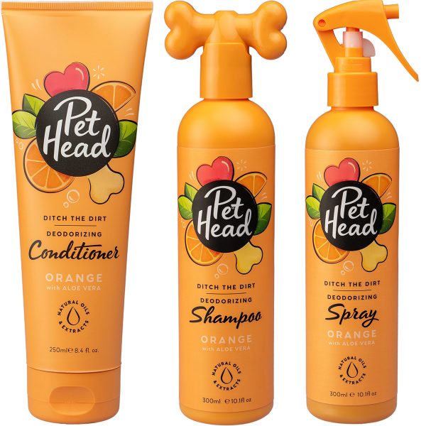 Pet Head Ditch the Dirt Set 1200 Pet Head Ditch The Dirt Deodorising Dog Shampoo Product Set of Shampoo Conditioner and Spray