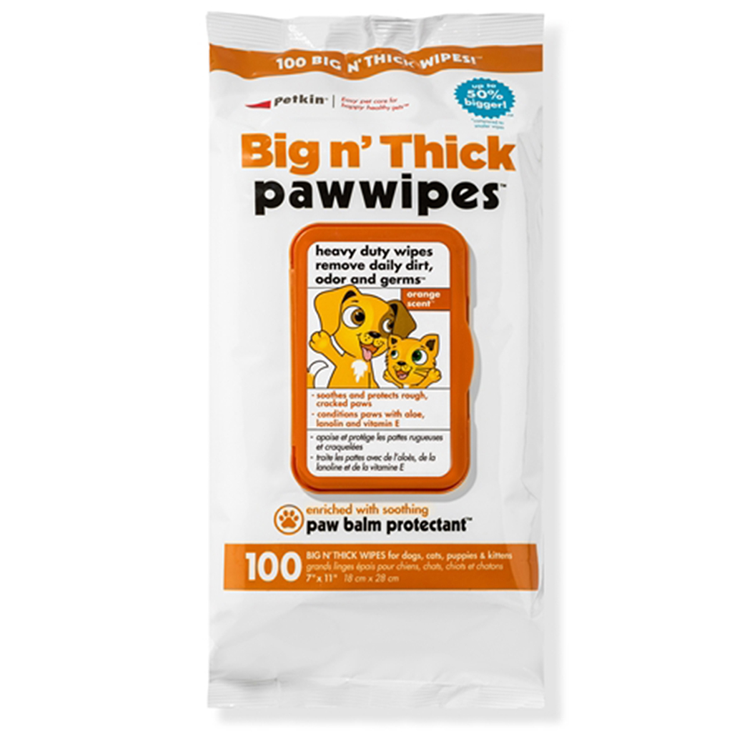 Petkin Big N Thick Paw Wipes 100