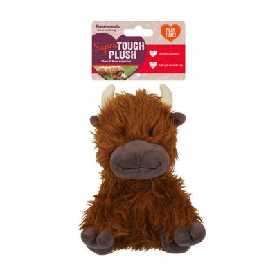 Tough Rope Core Highland Cow Plush Dog Toy