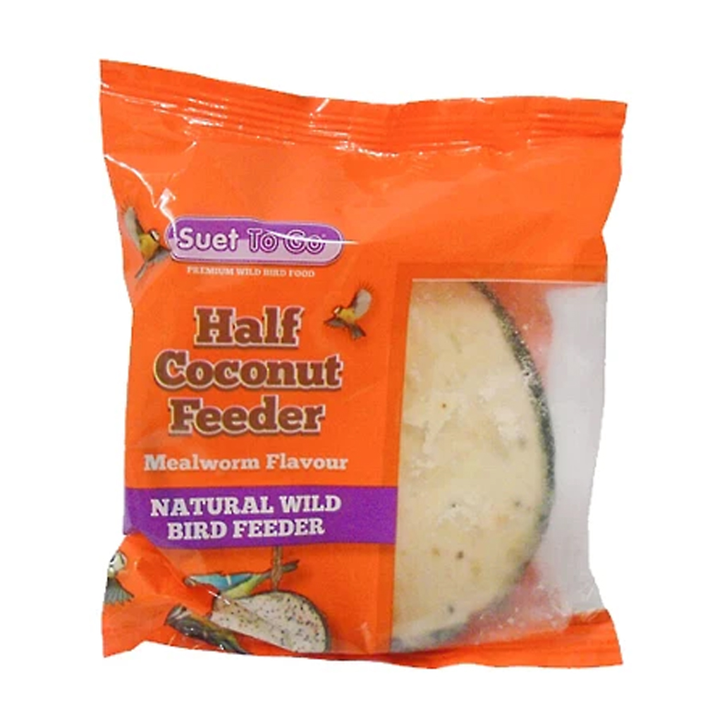 Suet to go Half Coconut Suet Bird Feeder in Ornge pcket
