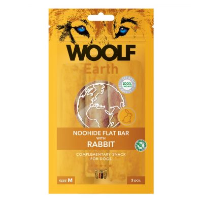 Woolf Earth NOOHIDE Dog Snack Medium Flat Bar Rabbit