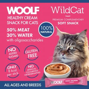 Woolf WildCat Cream for Cats 2 Woolf WildCat Creams Duck Salmon FB 1080px