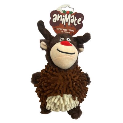 aniMate Festive Noodle Reindeer Dog Toy
