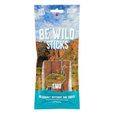 Be Wild Sticks Emu dog treats, 3 piece pack