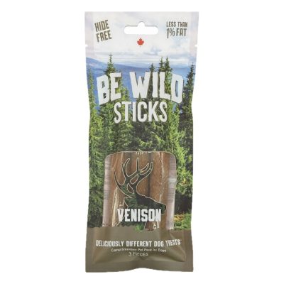 Be Wild Sticks Venison dog treats, 3 piece pack